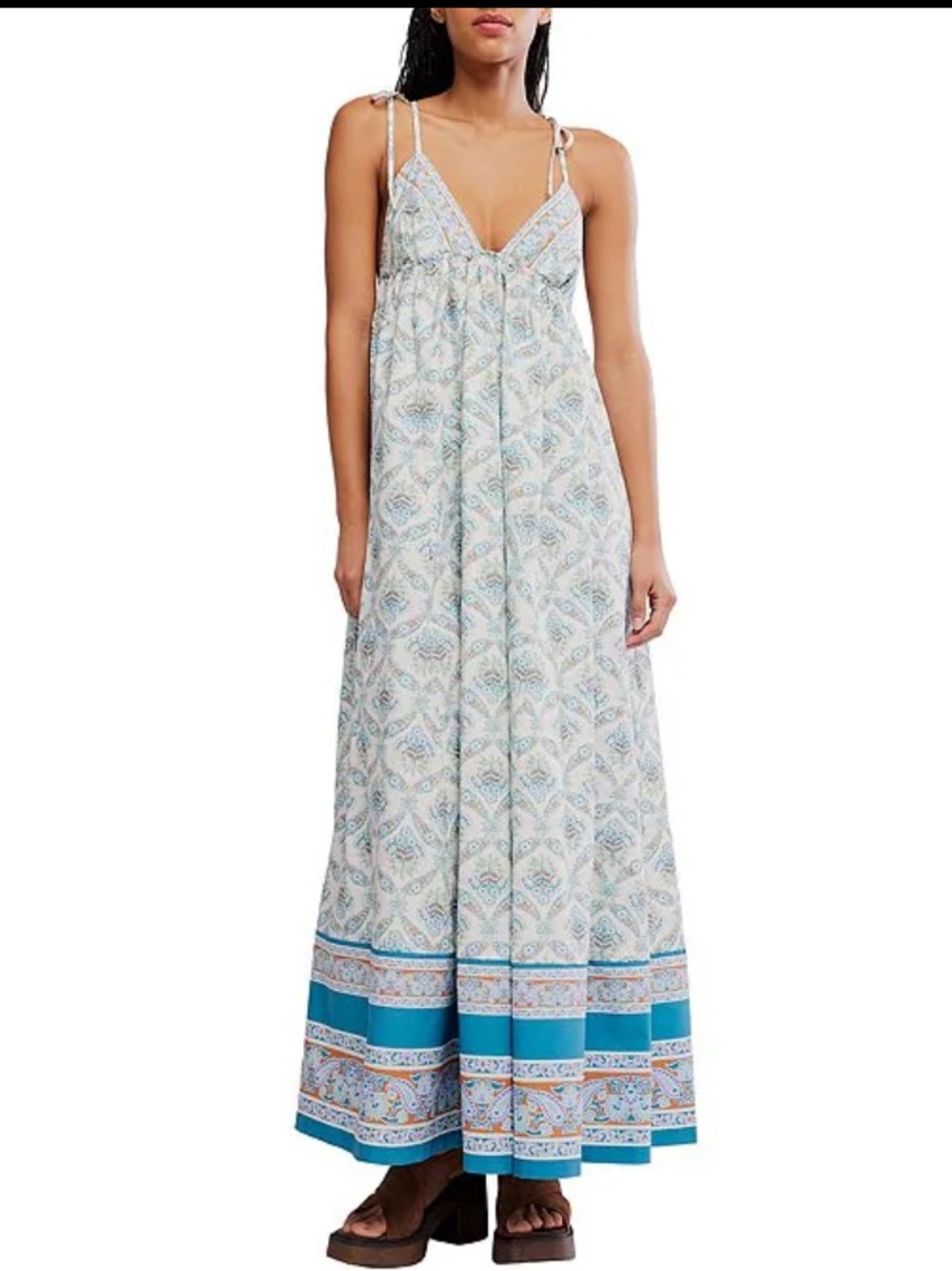 Free People Sorrento Stroll Printed Sleeveless Empire Waist Maxi Dress Dress